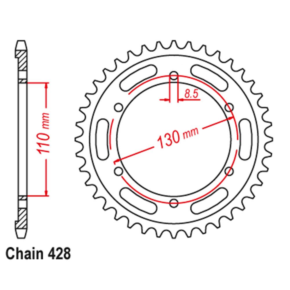 REAR SPROCKET - STEEL 46T 428P (32-BK7-46)