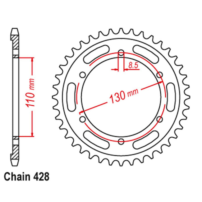 REAR SPROCKET - STEEL 46T 428P (32-BK7-46) Hover Image