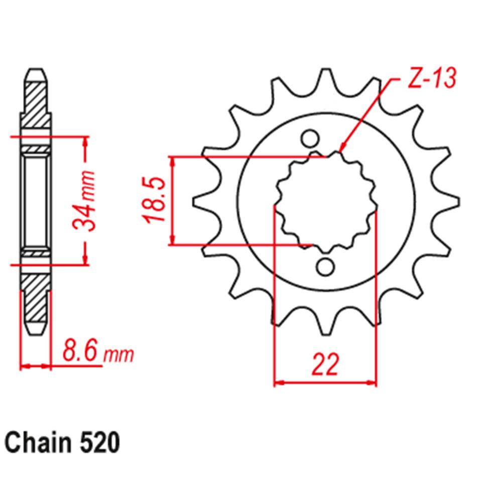 FRONT SPROCKET - STEEL 14T 520P (41-K09-14)