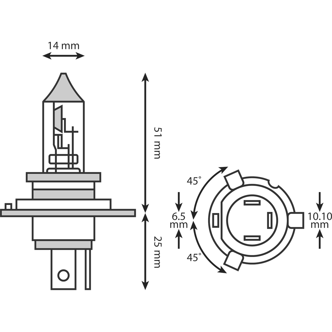 EH407 - HALOGEN 12V 60/55 H4 P43T BULB
