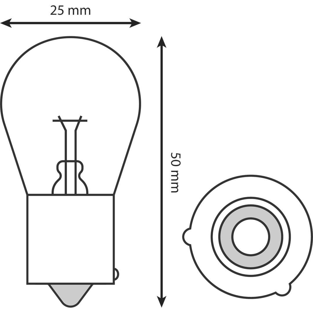HL1624 - IND BULB 12V 21W AMBER OFFSET PINS (10/BOX)