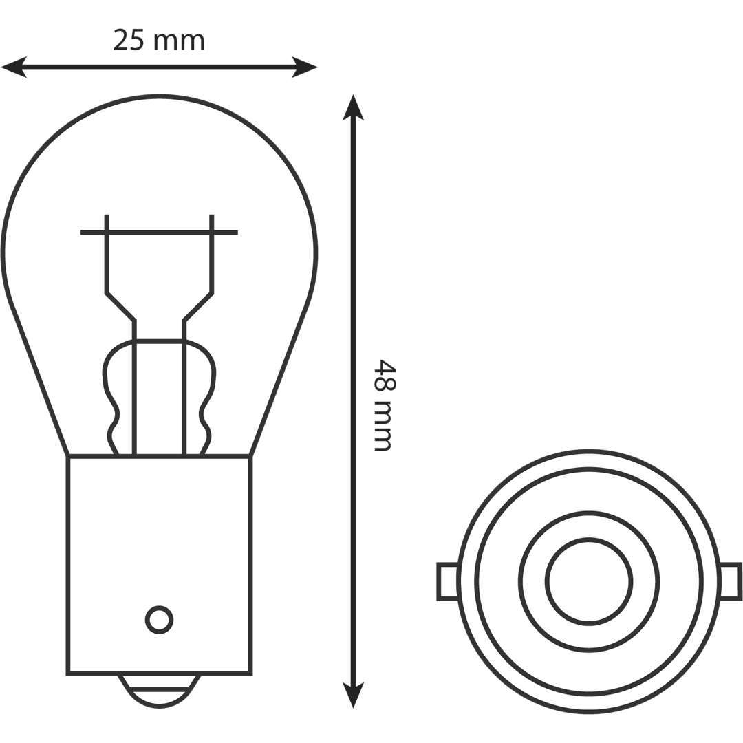 HL220AA - 12V 21W AMBER OFFSET IND BULB (MS20/L)