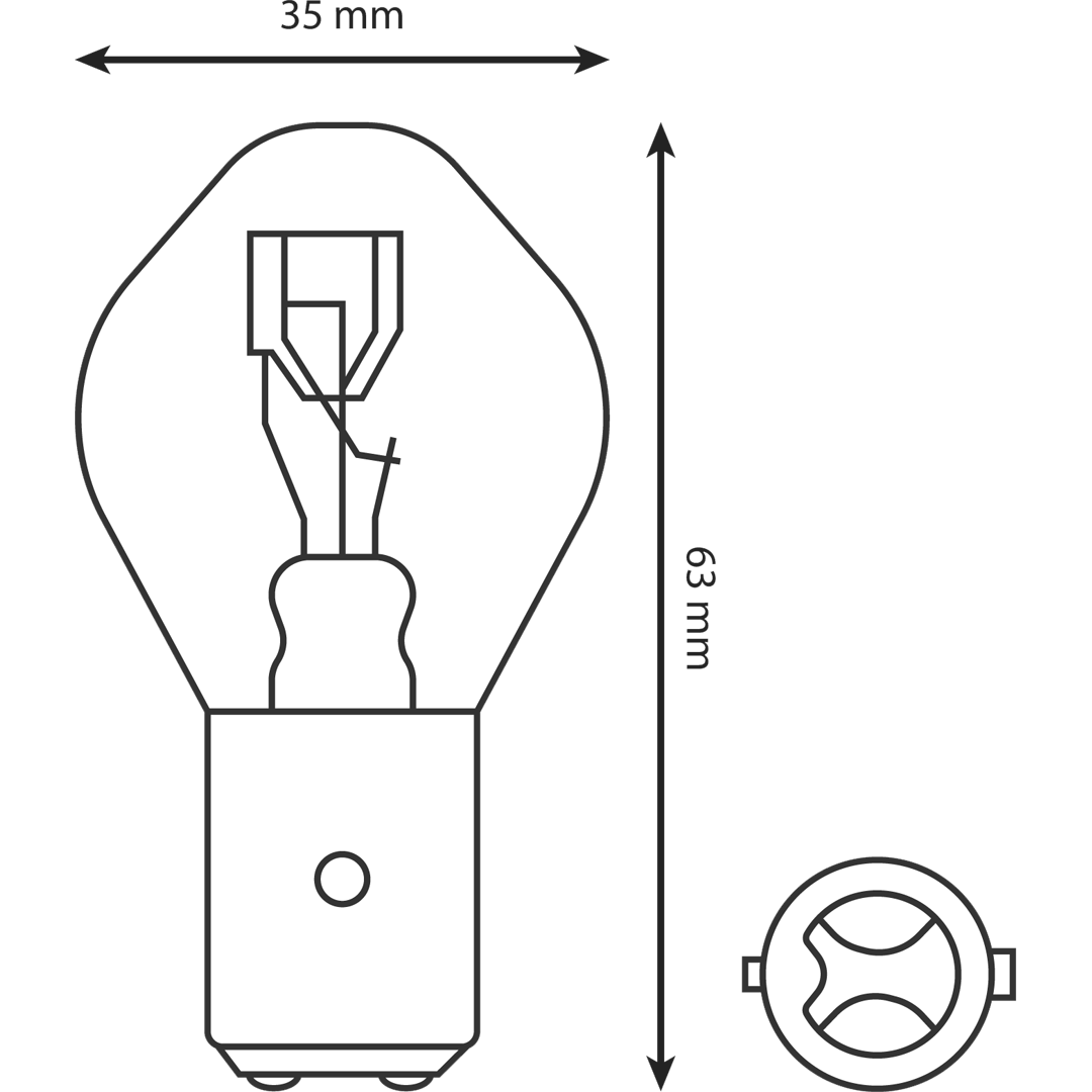 HL406 - H LIGHT BULB 12V 35/35 EURO BASE(10/BOX)