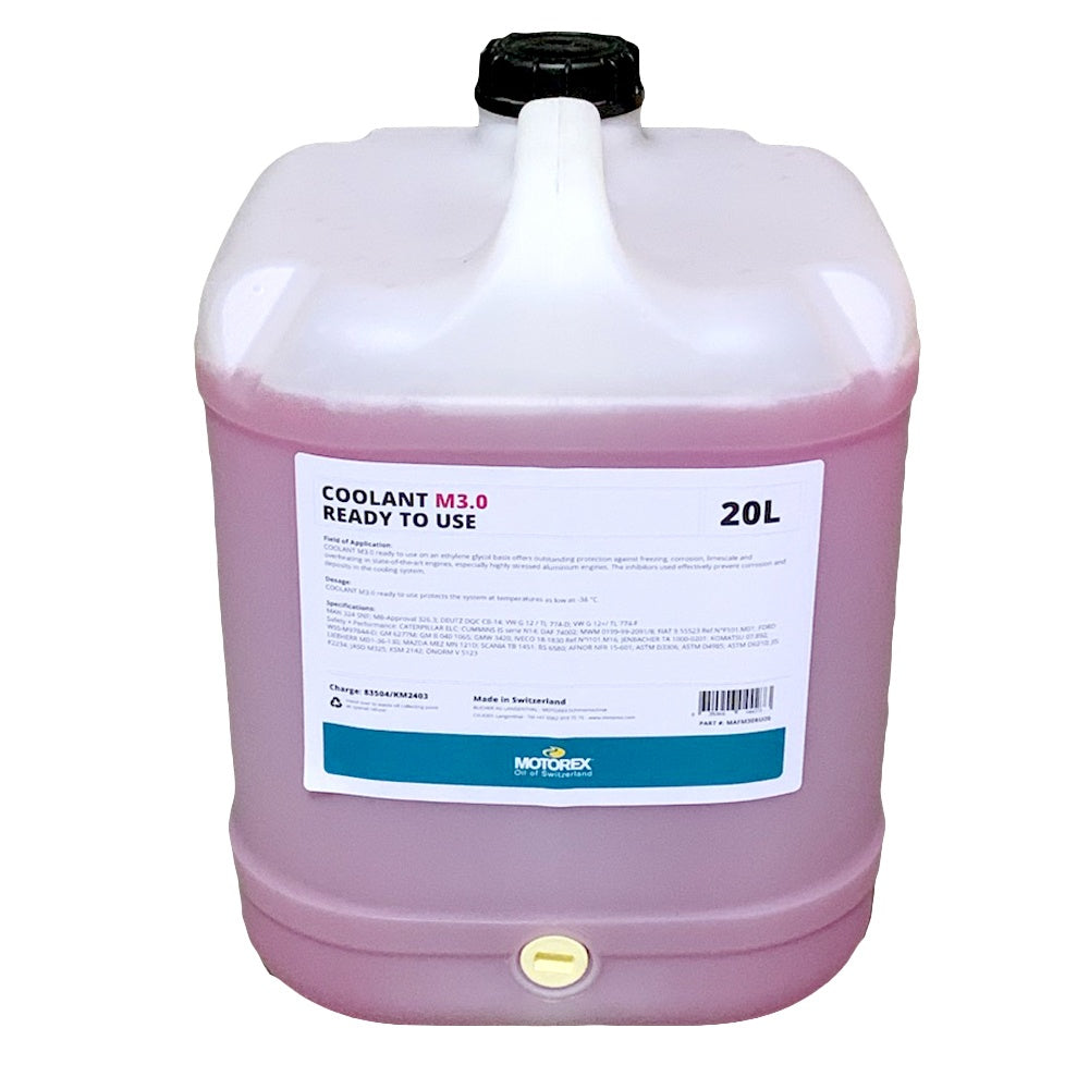 Motorex Coolant M3.0 Ready To Use - 20 Litre Drum (Silicate Free)
