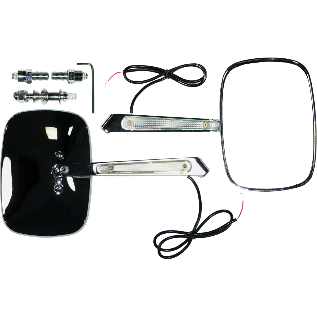 MU39 - UNI RECT MIRROR LED INDICATOR CHROME