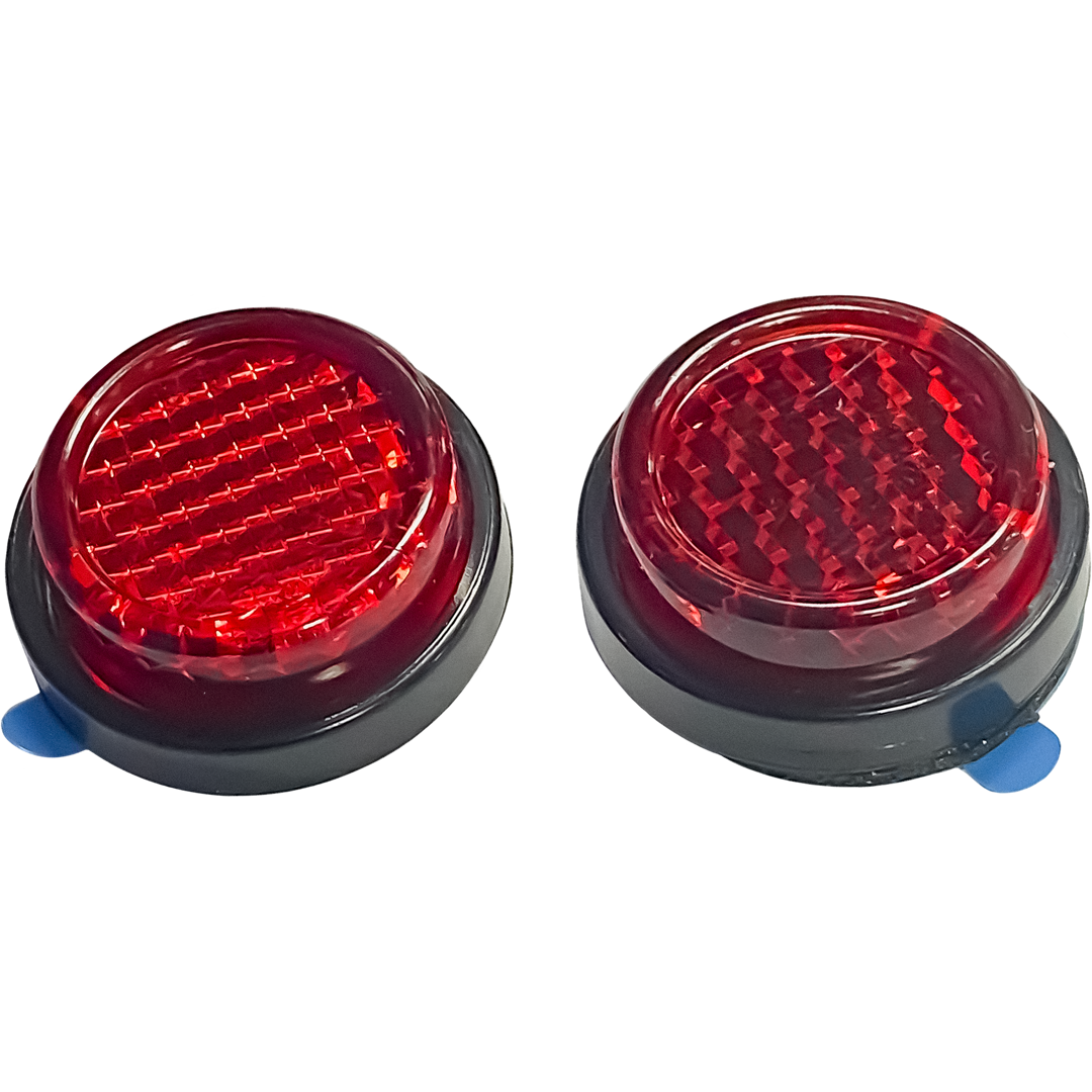 RF7 - REFLECTOR ROUND 25MM STICK ON RED (PAIR)