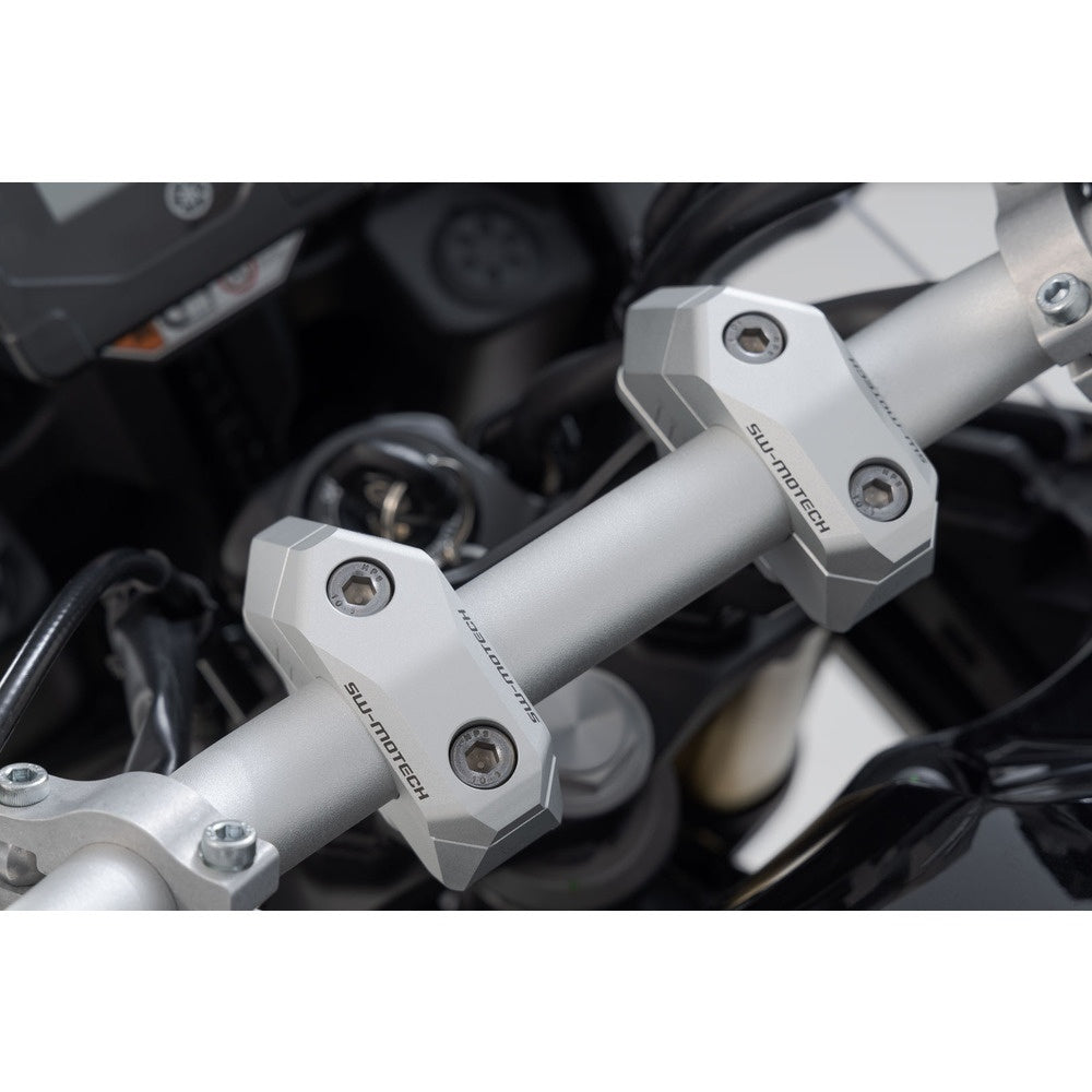 Bar back variable for diam28 handlebars. H=28mm. Back 5/10/15/20/25/30 mm. Silver.