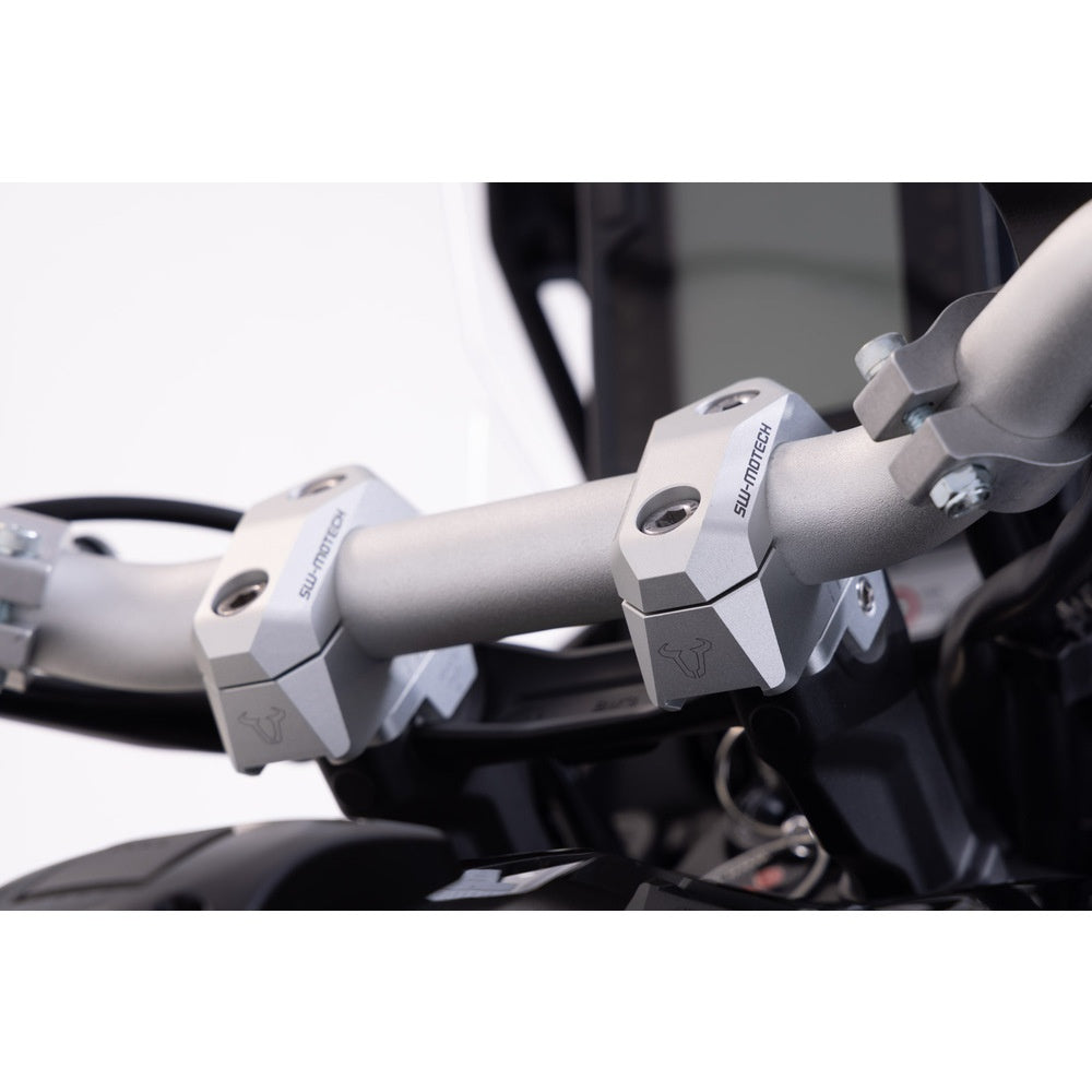 Bar back variable for diam28 handlebars. H=28mm. Back 5/10/15/20/25/30 mm. Silver.