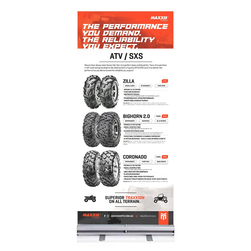 Maxxis Tyre ATV Tyres Pull Up Banner (Includes Zilla, BH 2.0, Coronado