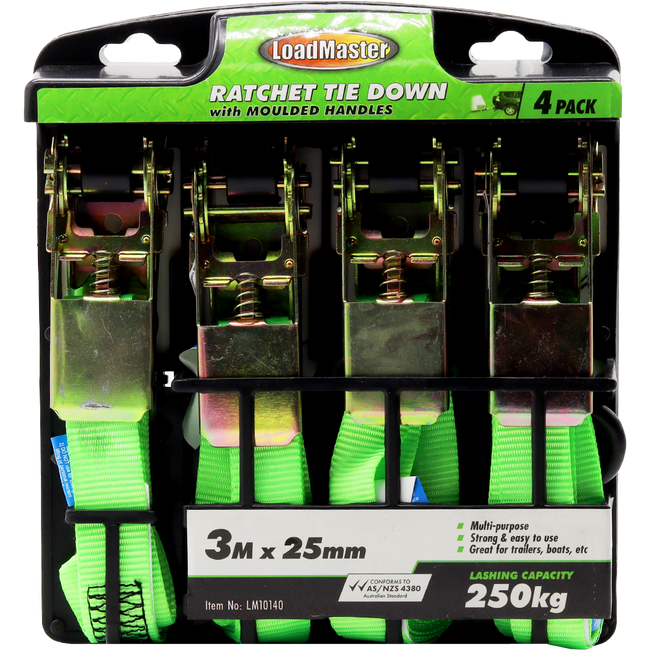 UPRTD - RATCHET TIE DOWN 250KG LOAD CAPACITY (4/PK) Hover Image